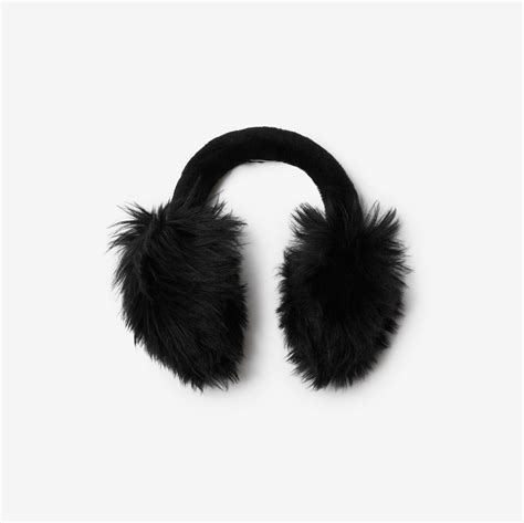 burberry black earmuffs|burberry fluffy shearling.